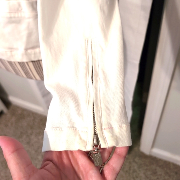 Star Jeans Women's Medium‎ Ivory Single Button Jeans Jacket Zippered Wrists - Picture 5 of 11